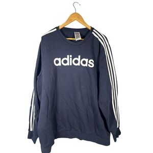 Adidas Sweatshirt Navy Blue White Stripes Logo Classic Sportswear Women Size 2XL